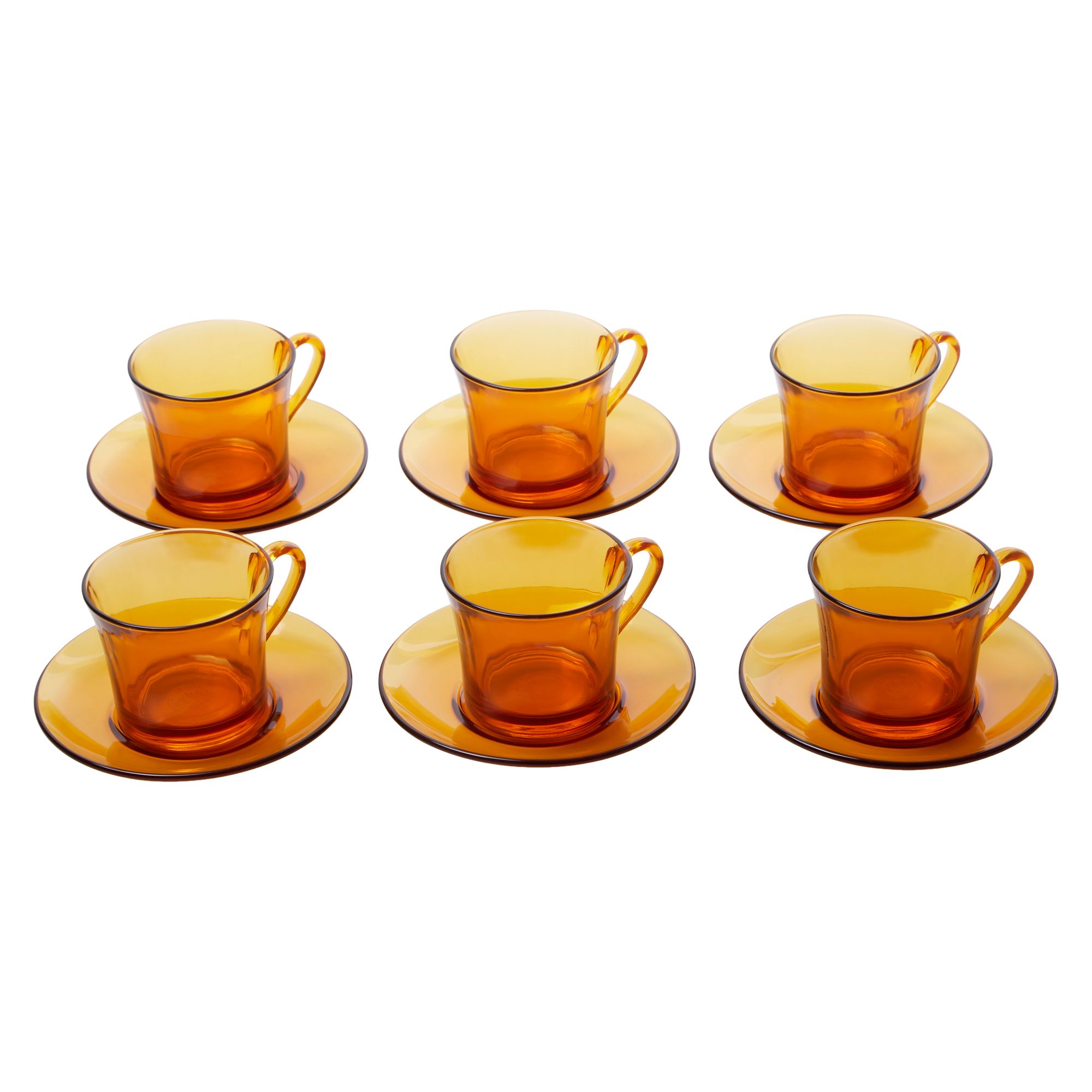 Duralex Lys Amber Tea Cup & Saucer Set of 6